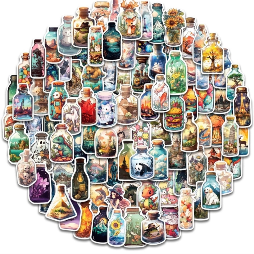 100 Aesthetic Colorful Art Stickers- decor laptop phone mug luggage cup